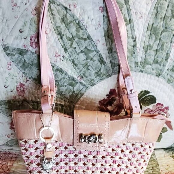 Longaberger Pink Straw Purse - Picture 2 of 7